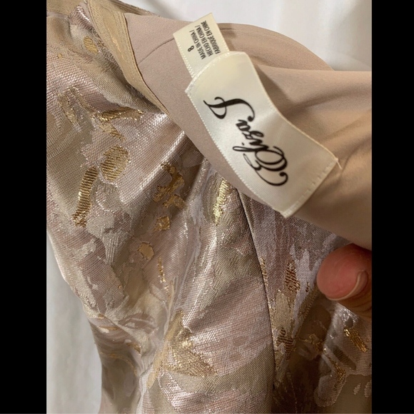 NWT Eliza J Bejeweled Neckline Strapless‎ Ballgown Champagne/Silver [SZ 8 ] - Picture 7 of 8